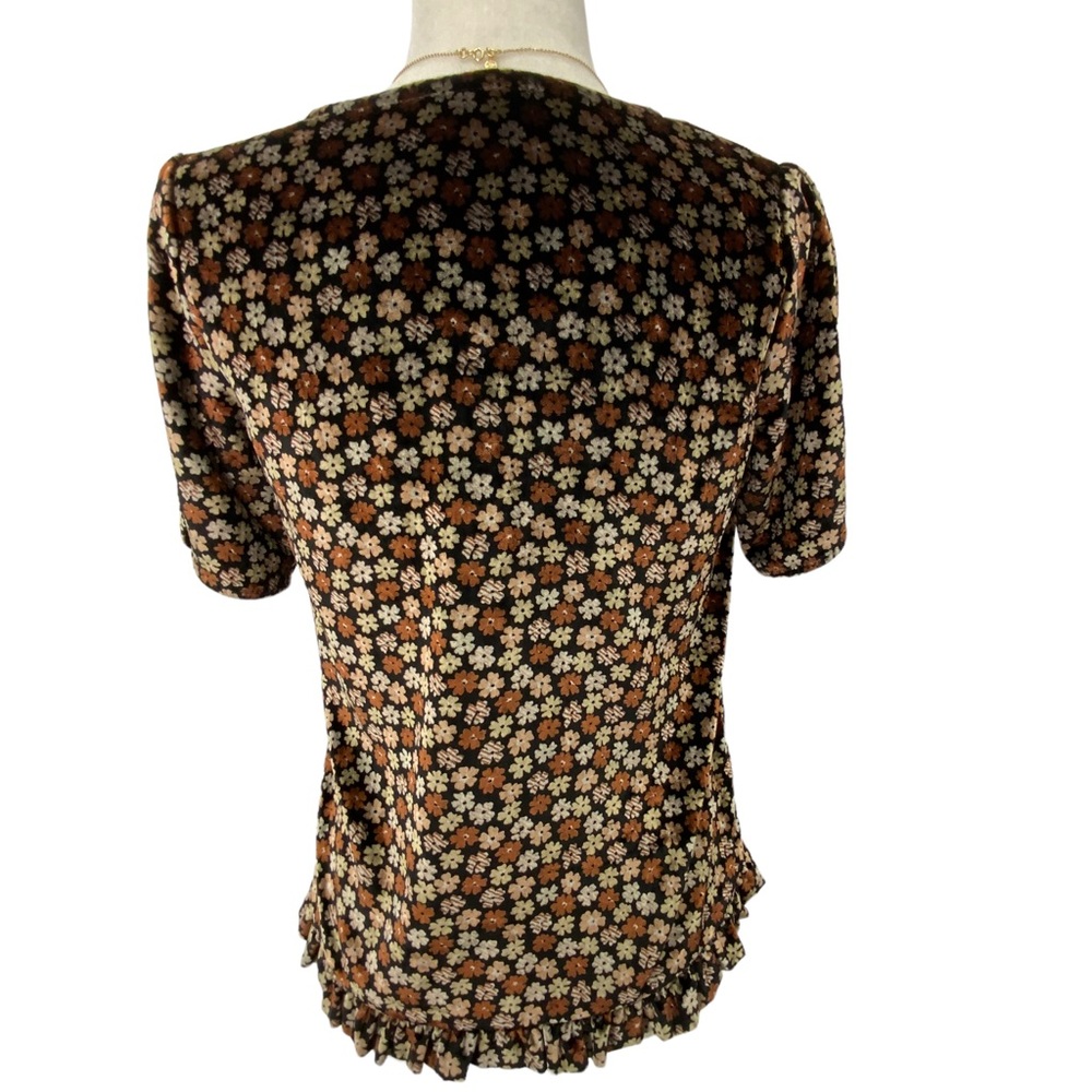 Madewell Velvet Tulip-Sleeve Ruffle Top in Petite Blooms D7 - Picture 7 of 11